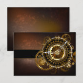 Stoomklok met antieke tandwielen bedankkaart (Voorkant / Achterkant)