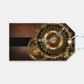 Stoomklok met antieke tandwielen cadeaulabel (Voorkant (Horizontaal))