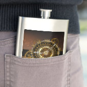 Stoomklok met antieke tandwielen flacon (Voorbeeld)