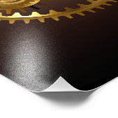 Stoomklok met antieke tandwielen foto afdruk (Hoek)