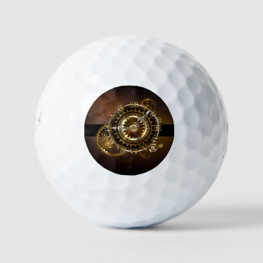 Stoomklok met antieke tandwielen golfballen (Voorkant)