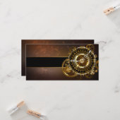 Stoomklok met antieke tandwielen kaart (Voorkant / Achterkant in situ)