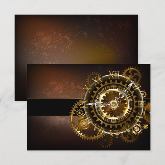 Stoomklok met antieke tandwielen kaart (Voorkant / Achterkant)