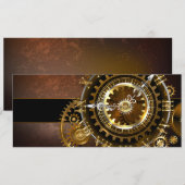 Stoomklok met antieke tandwielen kaart (Voorkant / Achterkant)