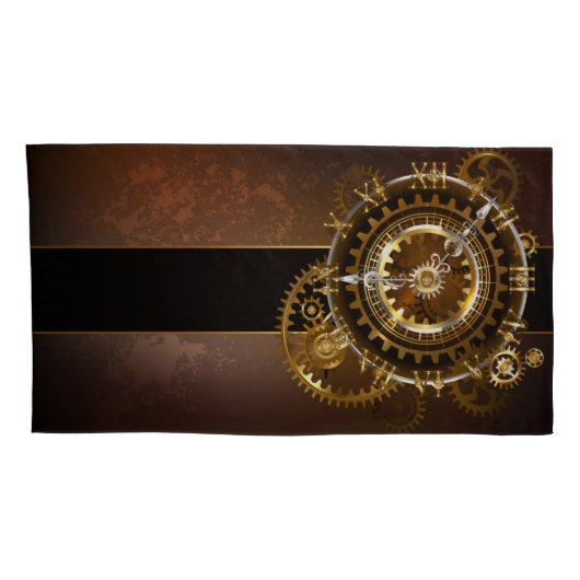 Stoomklok met antieke tandwielen kussensloop (Achterkant-Rechts)