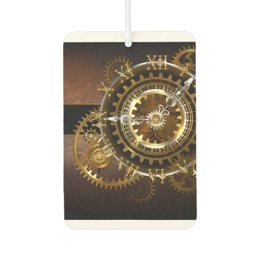 Stoomklok met antieke tandwielen luchtverfrisser (Voorkant)