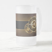 Stoomklok met antieke tandwielen matglas bierpul (Voorkant rechts)