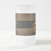 Stoomklok met antieke tandwielen matglas bierpul (Center)