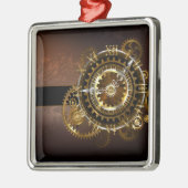 Stoomklok met antieke tandwielen metalen ornament (Links)