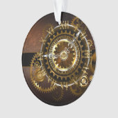 Stoomklok met antieke tandwielen ornament (voorkant)