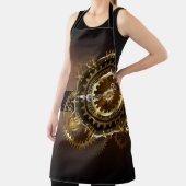 Stoomklok met antieke tandwielen schort (Insitu)