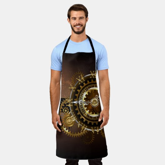 Stoomklok met antieke tandwielen schort (Gedragen)