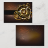 Stoomklok met antieke tandwielen visitekaartje (Voorkant / Achterkant)