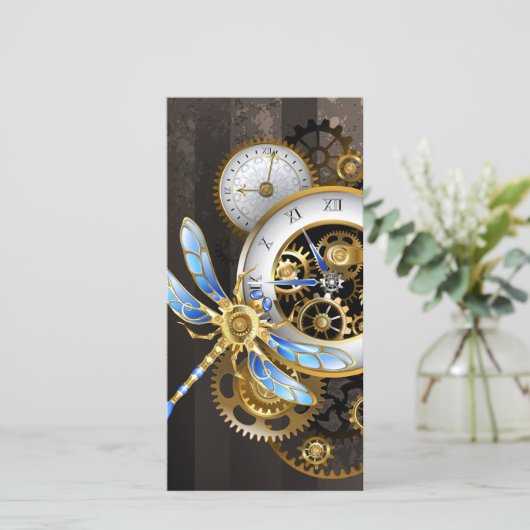 Stoomklok met mechanische libel kaart (Staand voorkant)