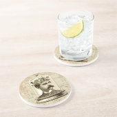 Stoomklokwerk hersenen hoofd in pot zandsteen onderzetter (Zijkant)