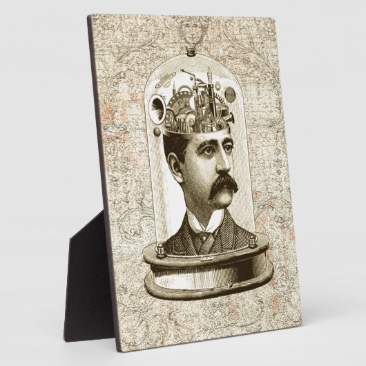 Stoomklokwerk hersenhoofd in pot fotoplaat (Zijkant)