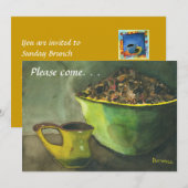 Stoomkopje koffie op zondag Brunch Uitnodiging (Voorkant / Achterkant)