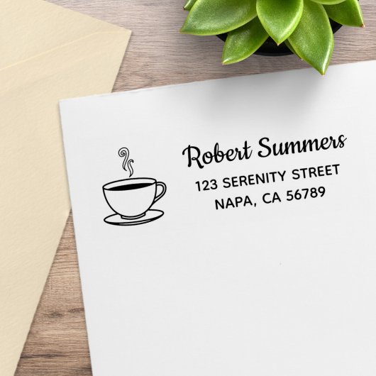 Stoomkoppie koffieadres rubberstempel