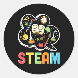 Stoomleraar en student Byck naar school Stem Ronde Sticker