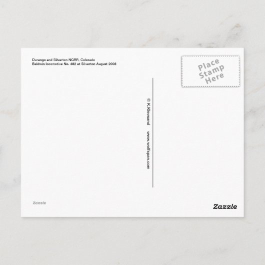 Stoomlocomotief 482, Durango & Silverton Briefkaart (Achterkant)
