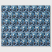 stoomlocomotief bij maanlicht cadeaupapier (Vlak)