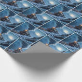 stoomlocomotief bij maanlicht cadeaupapier (Hoek)