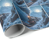 stoomlocomotief bij maanlicht cadeaupapier (Rol Hoek)