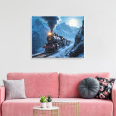  stoomlocomotief bij maanlicht canvas afdruk (Insitu (Woonkamer))