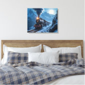  stoomlocomotief bij maanlicht canvas afdruk (Insitu (Slaapkamer))