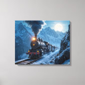  stoomlocomotief bij maanlicht canvas afdruk (Voorkant)