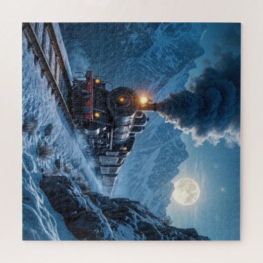  stoomlocomotief bij maanlicht legpuzzel (Horizontaal)