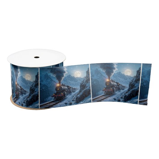 stoomlocomotief bij maanlicht satijnen lint (Spoel)