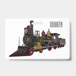 Stoomlocomotief cartoonillustratie badge