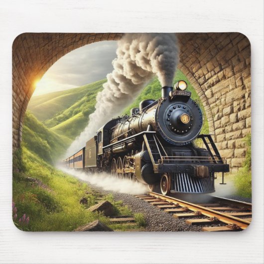 stoomlocomotief door een tunnel muismat (Voorkant)