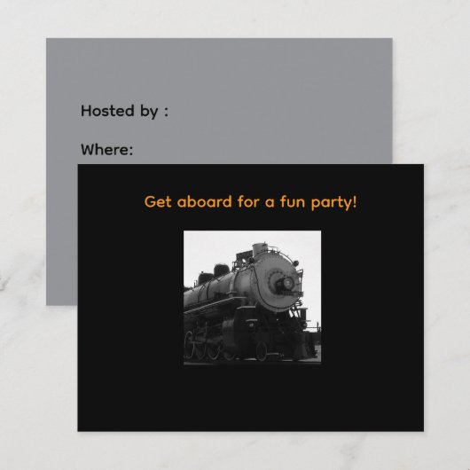 Stoomlocomotief Feest Uitnodiging (Voorkant / Achterkant)