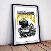 Stoomlocomotief Flying Scotsman. 1923 LNER Trein Poster