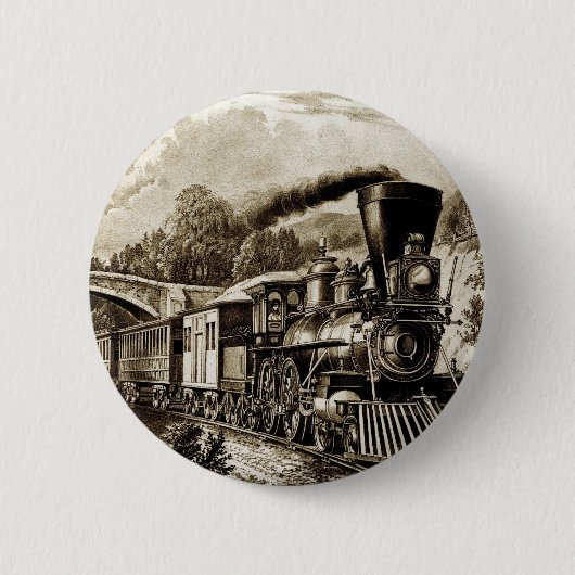 Stoomlocomotief geschiedenis ronde button 5,7 cm (Voorkant)