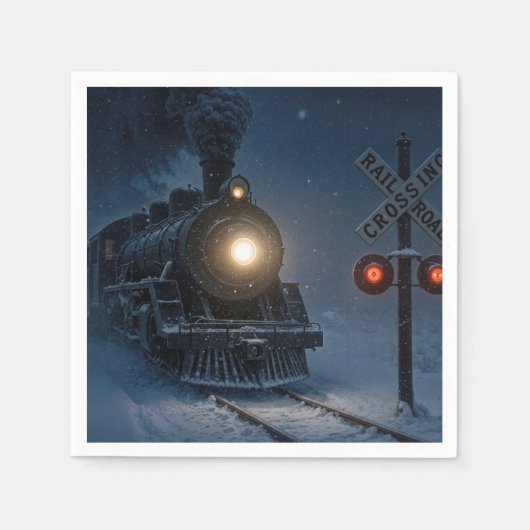 Stoomlocomotief in de winter servet (Voorkant)