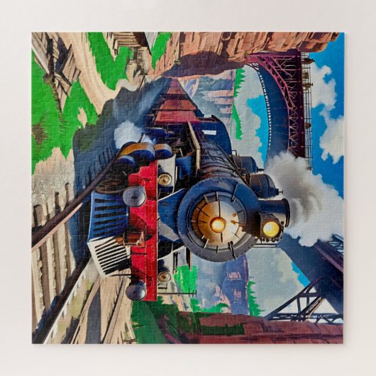  stoomlocomotief in een Schilderachtig canyon Legpuzzel (Horizontaal)