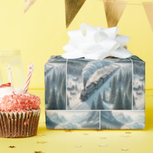 stoomlocomotief in Snowy Valley Cadeaupapier