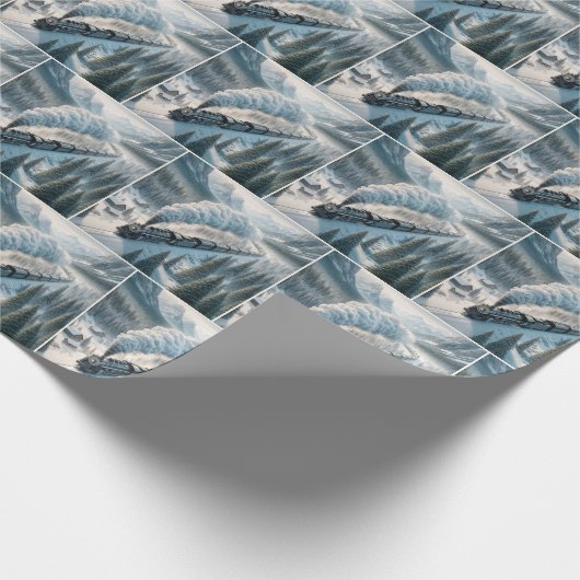  stoomlocomotief in Snowy Valley Cadeaupapier (Hoek)