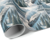  stoomlocomotief in Snowy Valley Cadeaupapier (Rol Hoek)