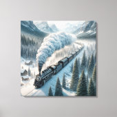  stoomlocomotief in Snowy Valley Canvas Afdruk (Voorkant)