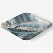 stoomlocomotief in Snowy Valley Papieren Bordje (Gebogen)