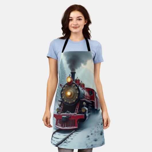  stoomlocomotief in winterse Bossen Schort (Gedragen)