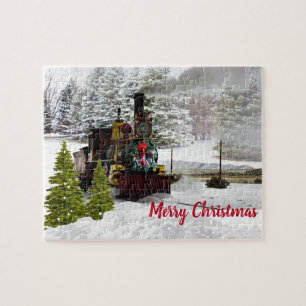 Stoomlocomotief Kerstmis Legpuzzel