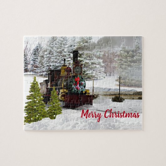 Stoomlocomotief Kerstmis Legpuzzel (Horizontaal)