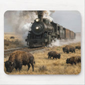 Stoomlocomotief met grazende buffels muismat (Voorkant)