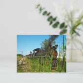 Stoomlocomotief met hoog gras briefkaart (Staand voorkant)