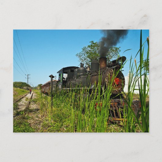 Stoomlocomotief met hoog gras briefkaart (Voorkant)
